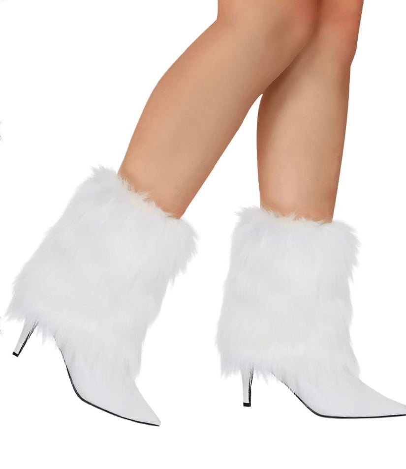Couvre-bottes en Fourrure Blanche