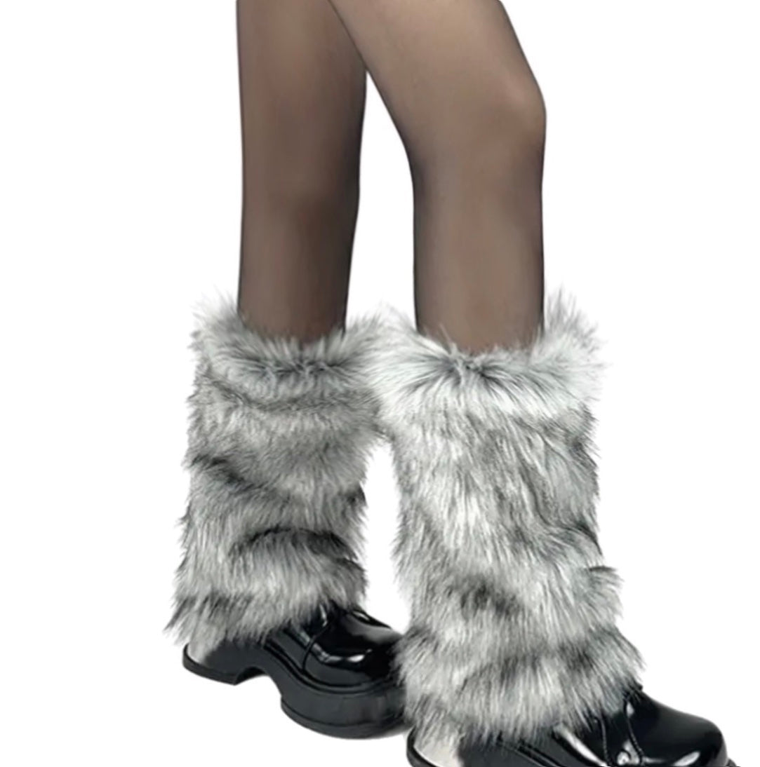 Couvre-bottes en Fourrure Grise