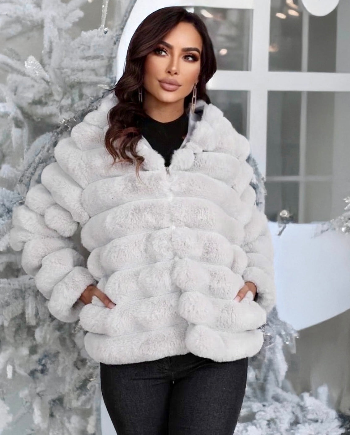 Veste en Fourrure Ondulée