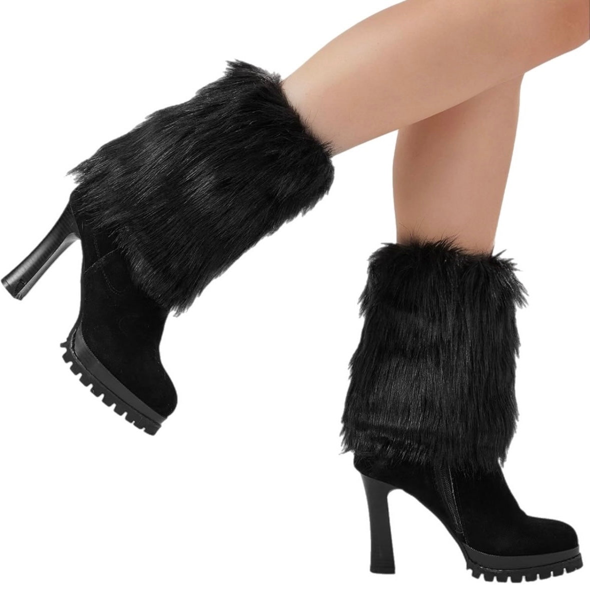 Couvre-bottes en Fourrure Noir