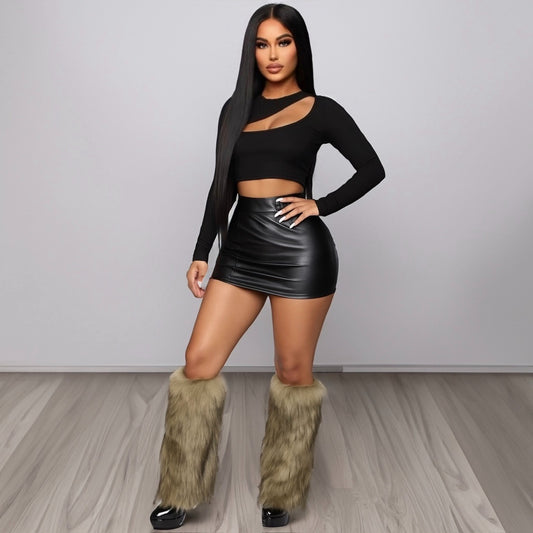 Couvre-bottes en Fourrure Marron