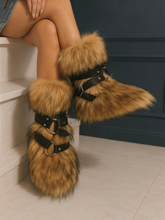 Bottes en Fourrure à lacets